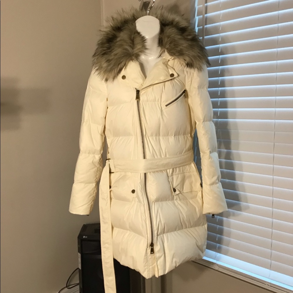 Ralph Lauren Down Puffer Jacket Coat S/2 SMALL Detachable Fur Trim Hood $350 NWT